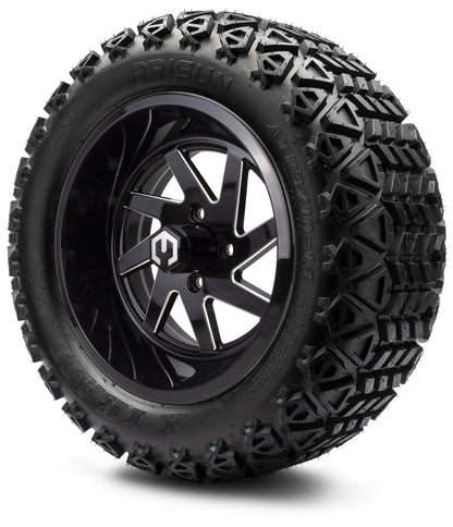 MODZ® 14" Fury Glossy Black with Ball Mill Wheels & Off-Road Tires Combo