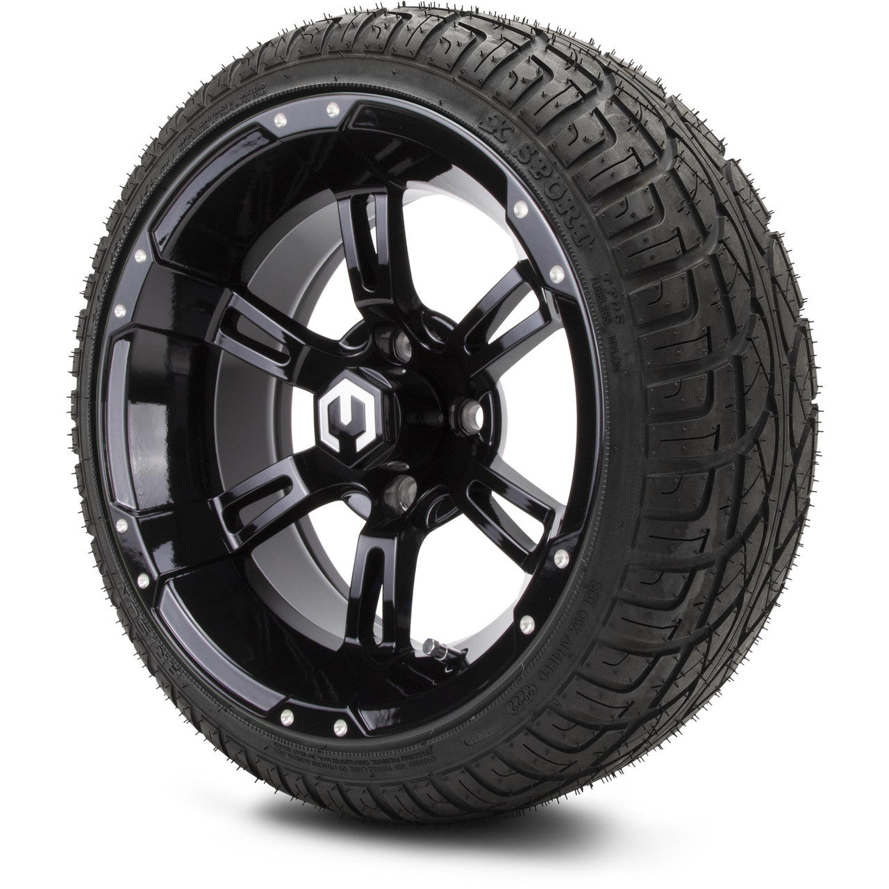 MODZ® 14" Ambush Glossy Black Wheels & Street Tires Combo