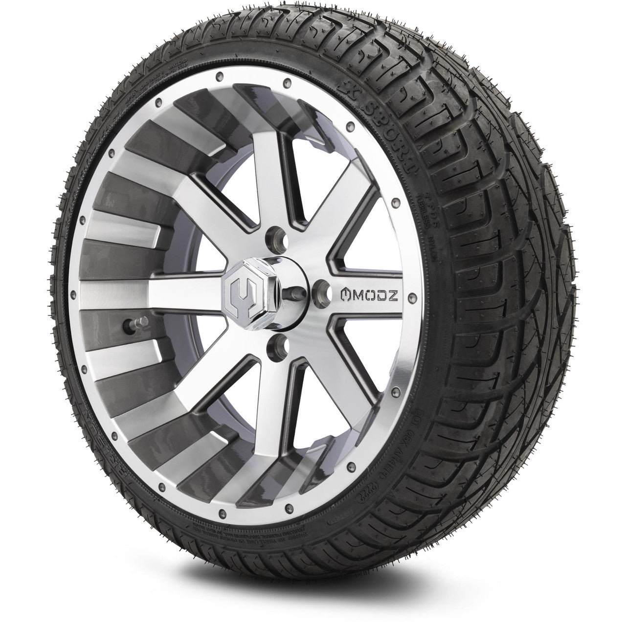 MODZ® 14" Assault Machined Gunmetal Wheels & Street Tires Combo