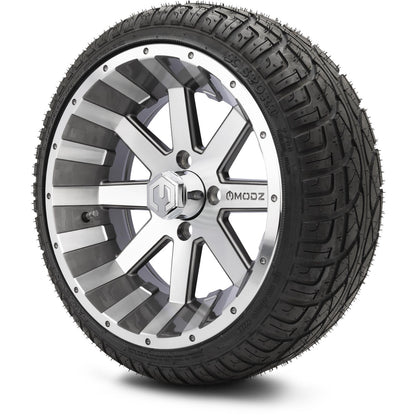 MODZ® 14" Assault Machined Gunmetal Wheels & Street Tires Combo