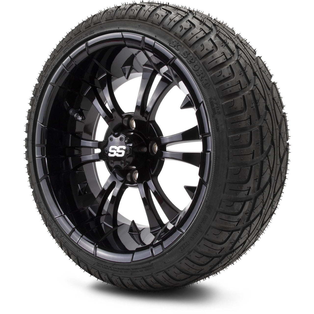 MODZ® 14" Vampire Glossy Black Wheels & Street Tires Combo