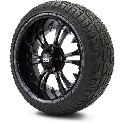 MODZ® 14" Vampire Glossy Black Wheels & Street Tires Combo