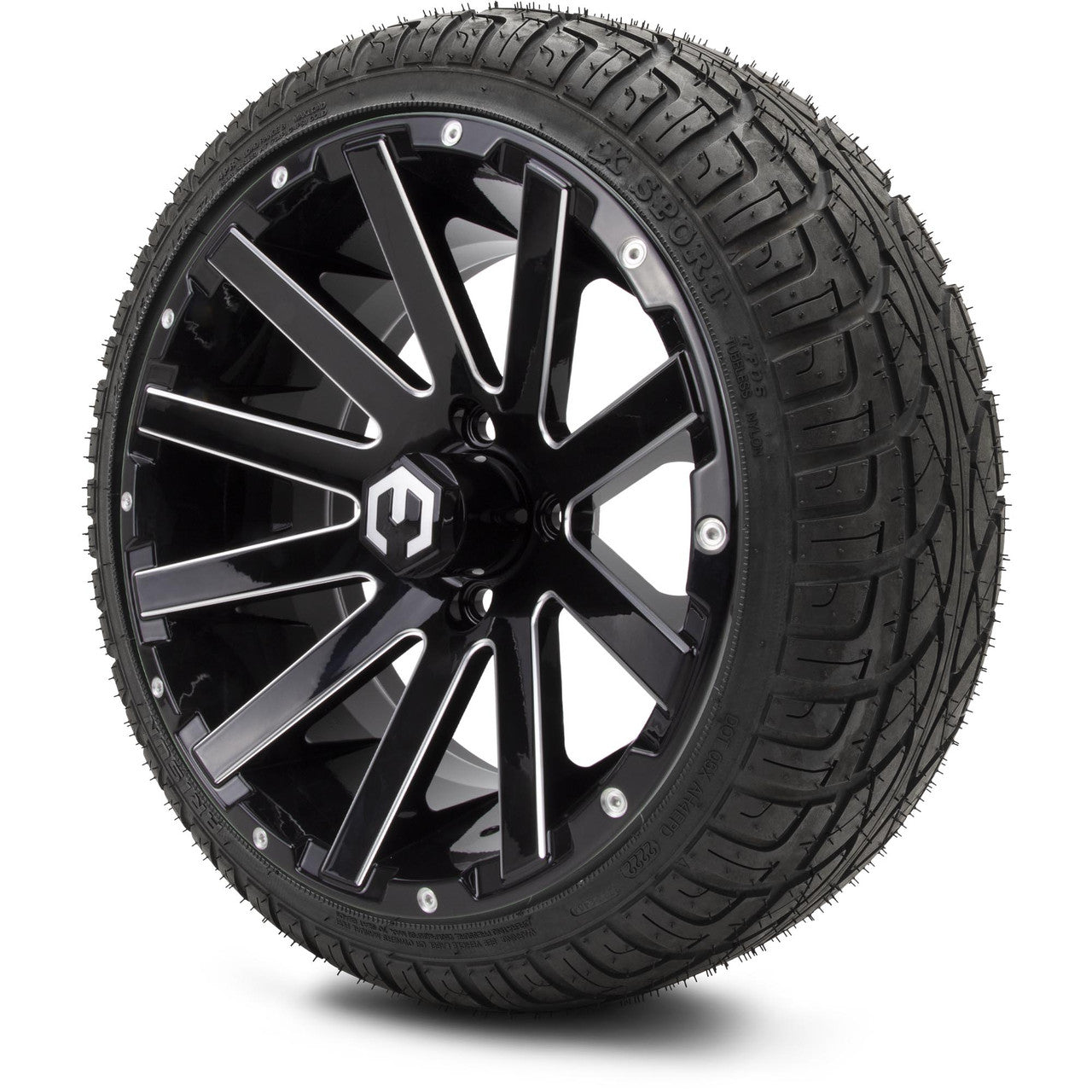 MODZ® 14" Mauler Glossy Black with Ball Mill Wheels & Street Tires Combo