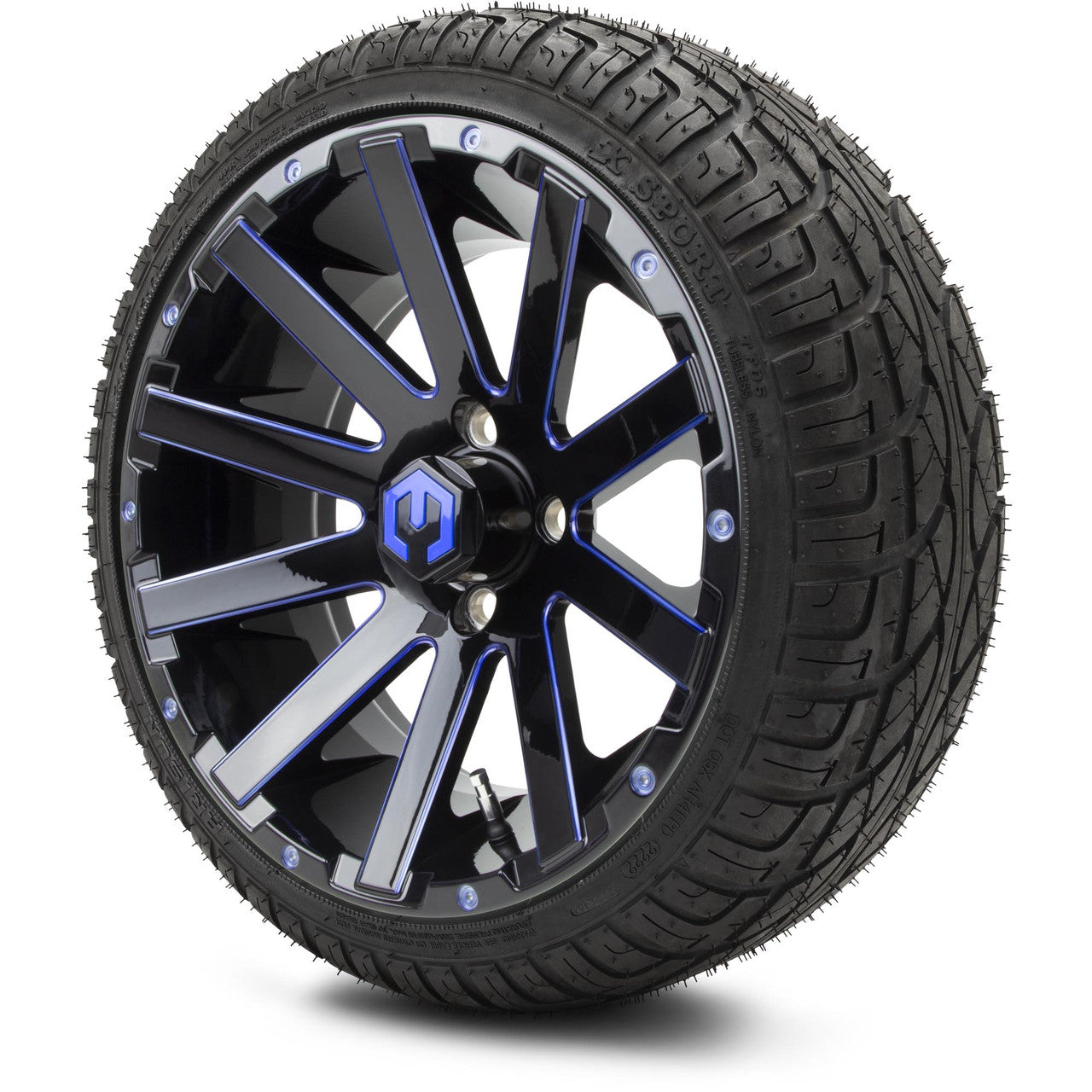 MODZ® 14" Mauler Glossy Black and Blue with Ball Mill Wheels & Street Tires Combo