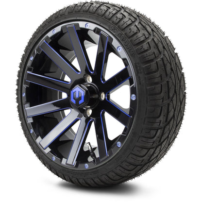 MODZ® 14" Mauler Glossy Black and Blue with Ball Mill Wheels & Street Tires Combo