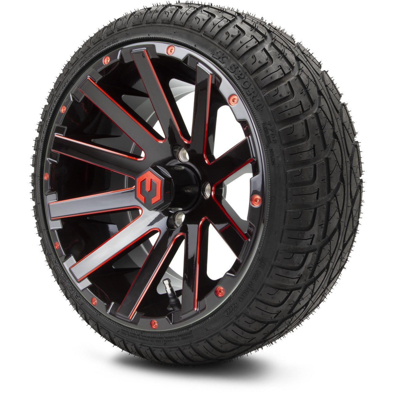MODZ® 14" Mauler Glossy Black and Red with Ball Mill Wheels & Street Tires Combo