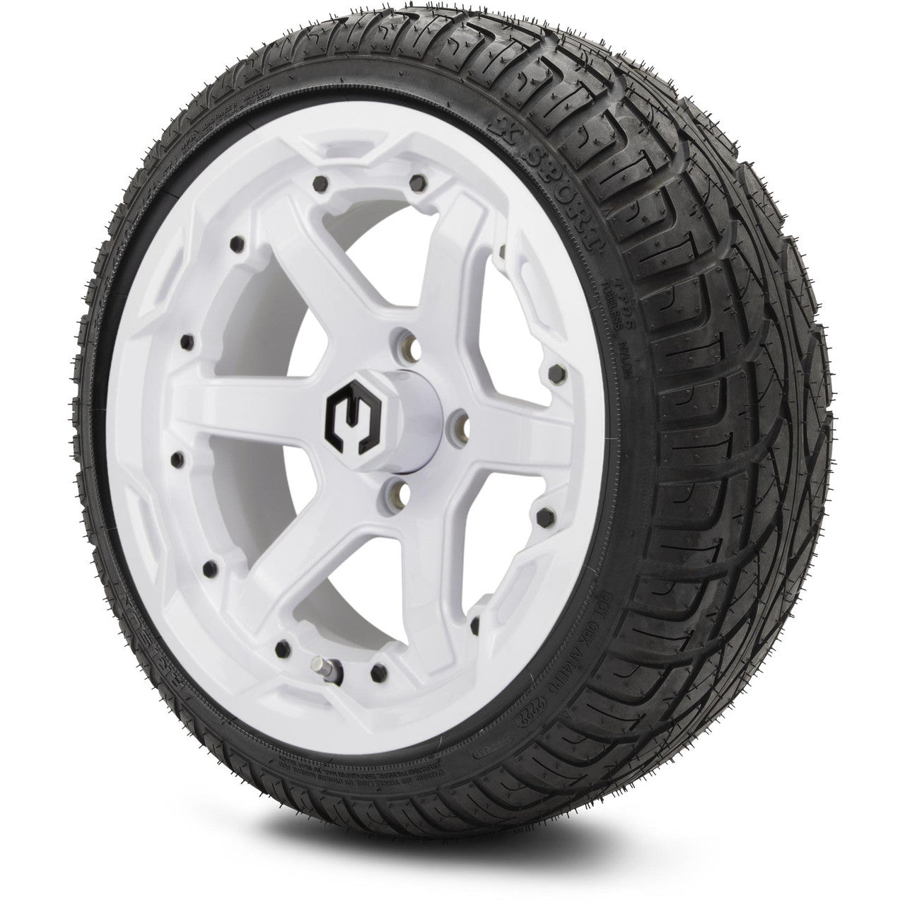 MODZ® 14" Gladiator Glossy White Wheels and Street Tires Combo