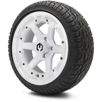 MODZ® 14" Gladiator Glossy White Wheels and Street Tires Combo