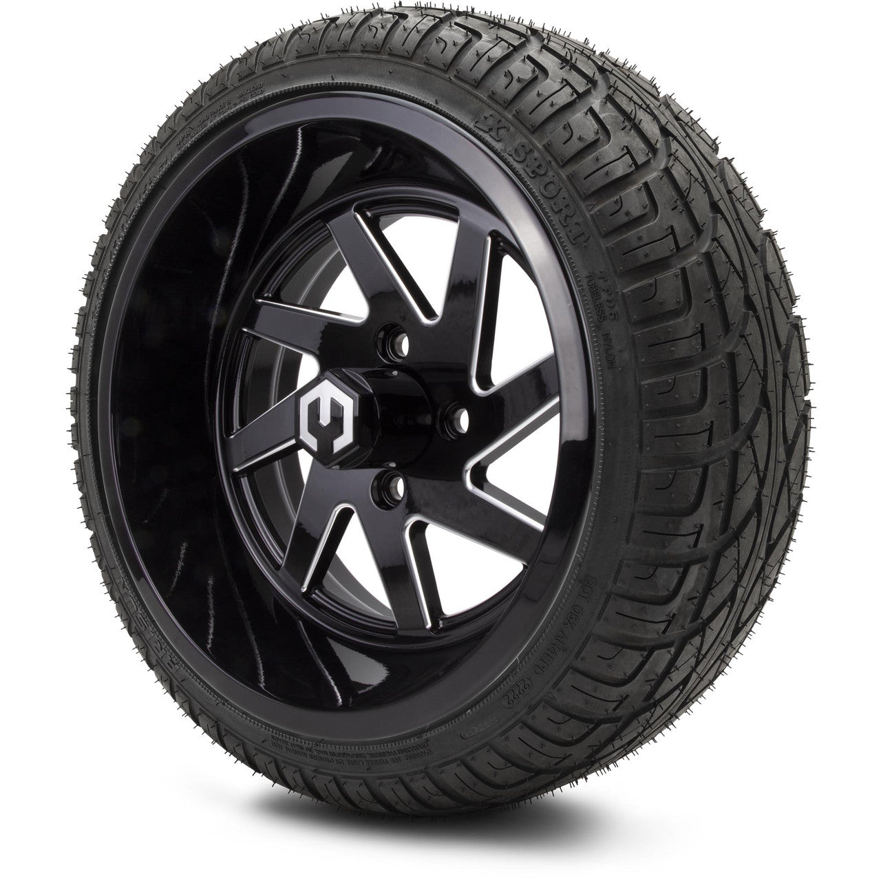 MODZ® 14" Fury Glossy Black with Ball Mill Wheels & Street Tires Combo