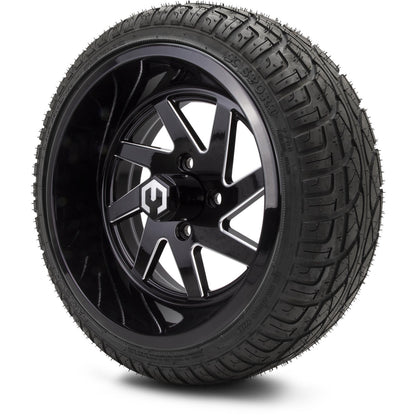 MODZ® 14" Fury Glossy Black with Ball Mill Wheels & Street Tires Combo