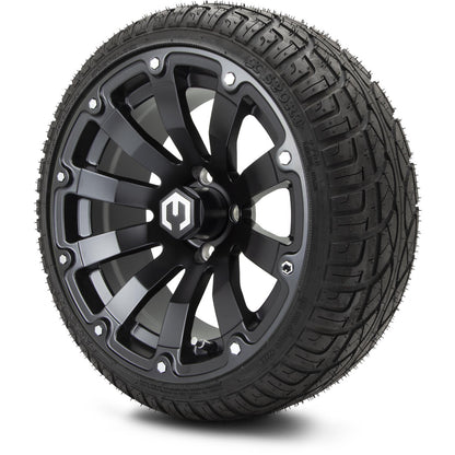 MODZ® 14" Bomber Matte Black Wheels & Street Tires Combo