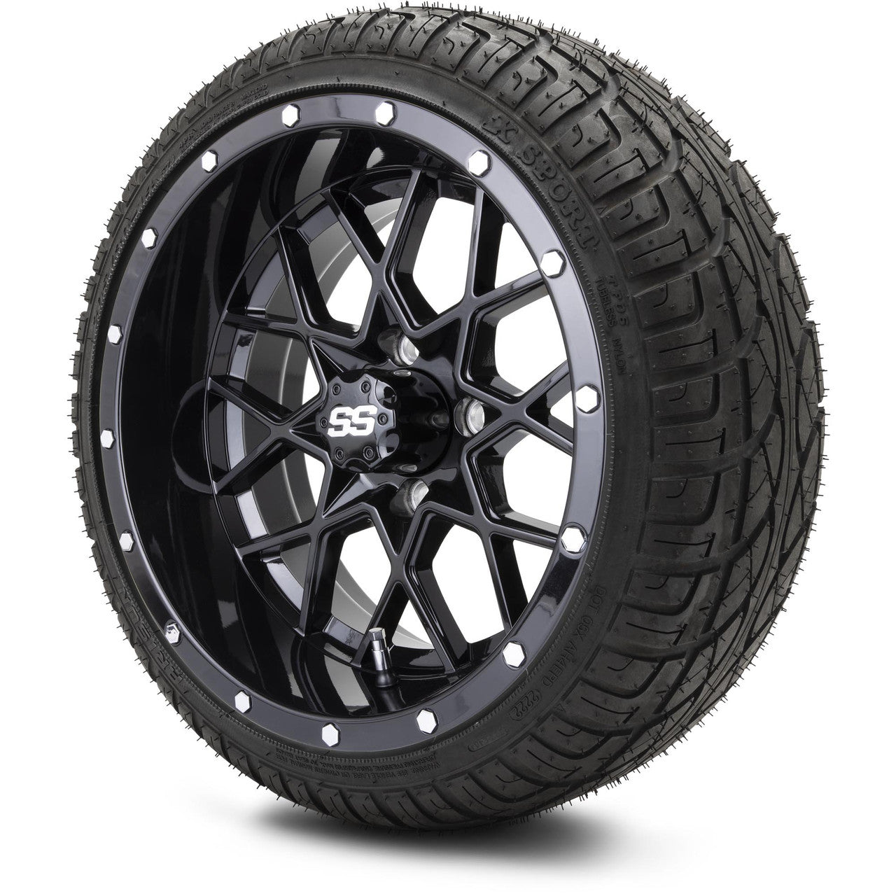 MODZ® 14" Vortex Glossy Black Wheels & Street Tires Combo