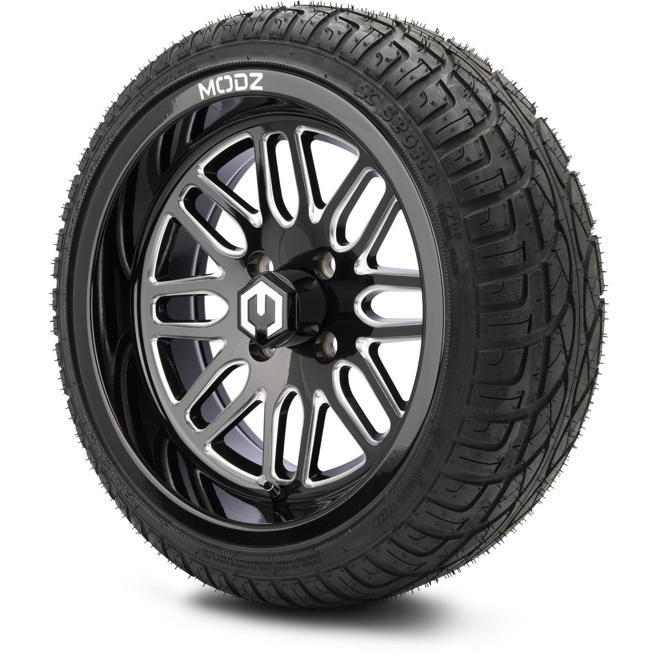 MODZ® 14" Mayhem Glossy Black with Ball Mill Wheels & Street Tires Combo