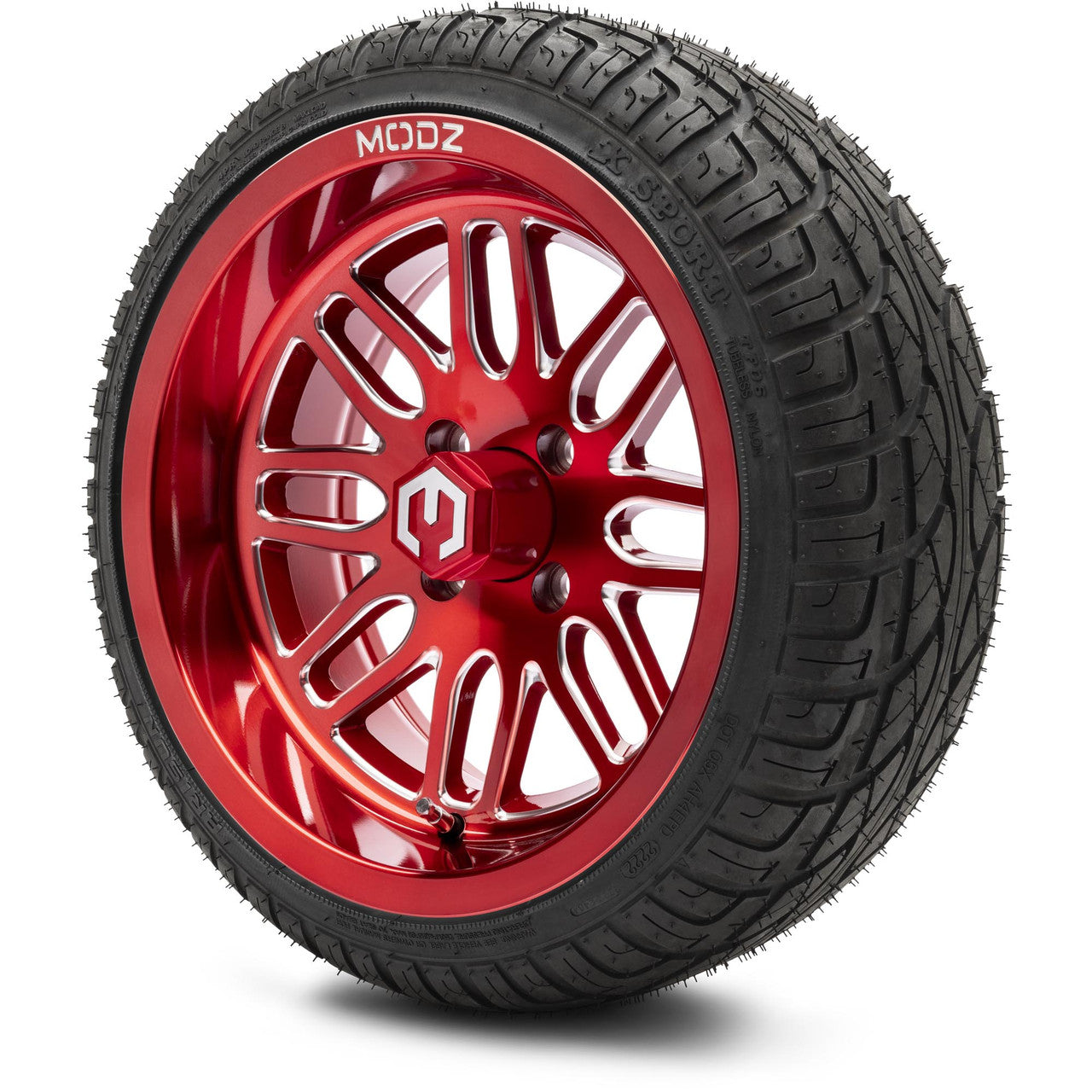 MODZ® 14" Mayhem Brushed Red with Ball Mill Wheels & Street Tires Combo