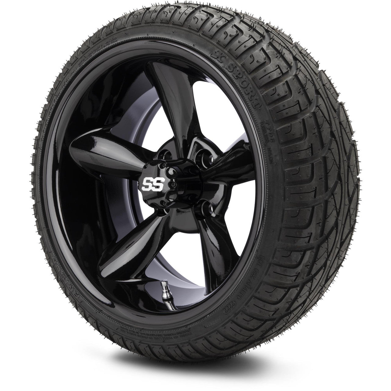 MODZ® 14" Godfather Glossy Black Wheels & Street Tires Combo