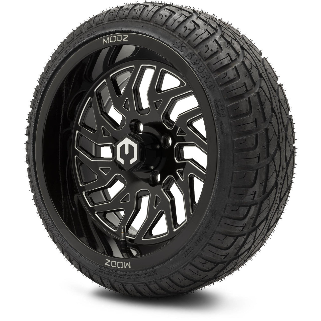 MODZ® 14" Carnage Glossy Black with Ball Mill Wheels & Street Tires Combo