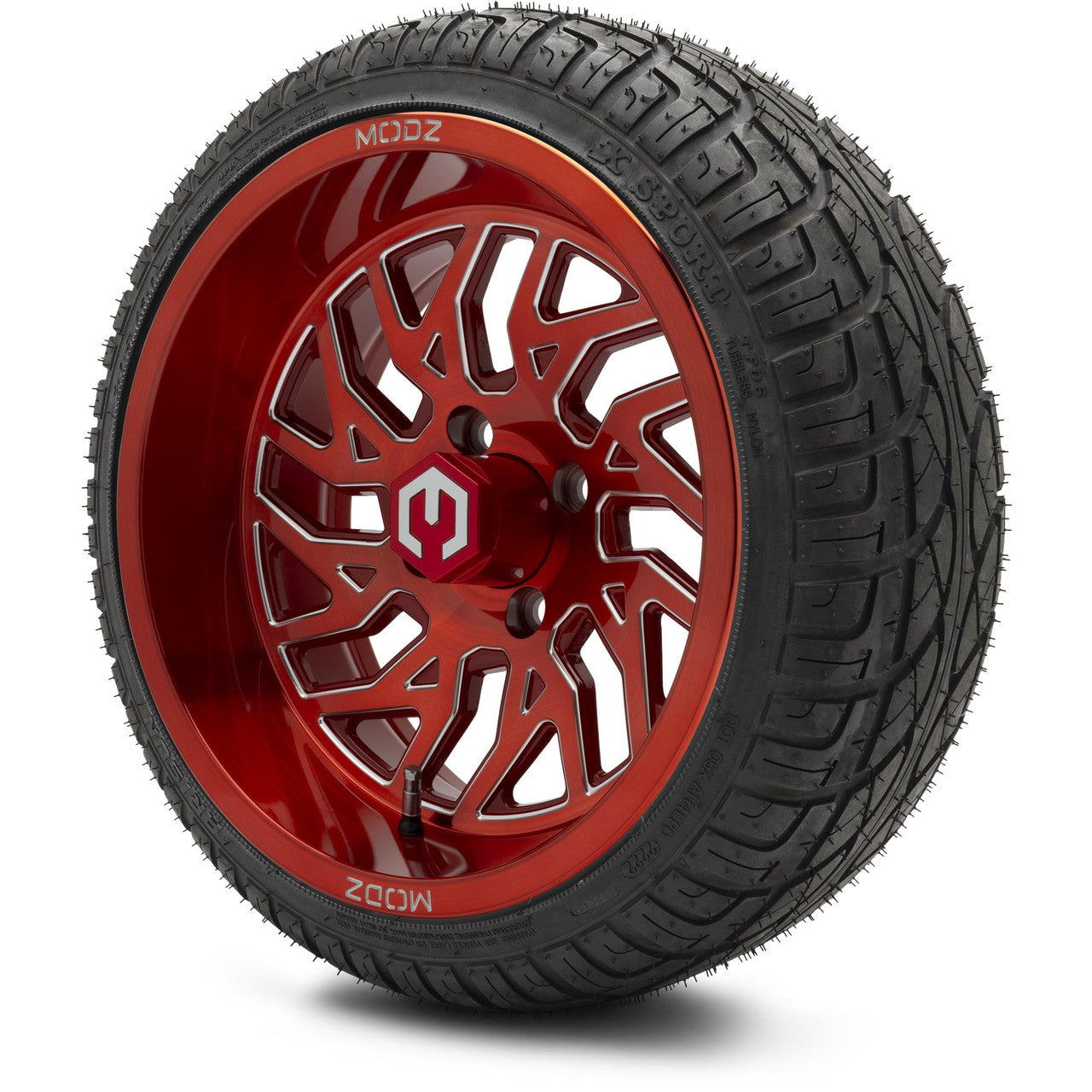 MODZ® 14" Carnage Brushed Red with Ball Mill Wheels & Street Tires Combo