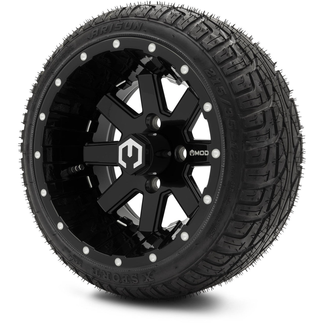 MODZ® 12" Assault Glossy Black with Ball Mill Wheels & Street Tires Combo