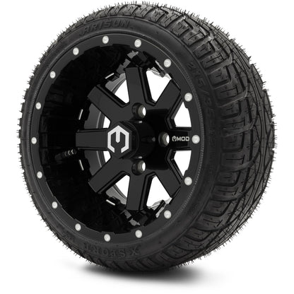 MODZ® 12" Assault Glossy Black with Ball Mill Wheels & Street Tires Combo