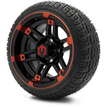 MODZ® 12" Aftershock Red and Black Wheels & Street Tires Combo