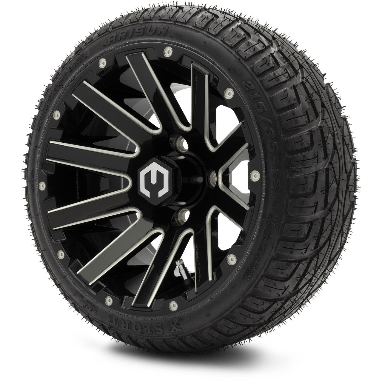 MODZ® 12" Mauler Glossy Black with Ball Mill Wheels & Street Tires Combo