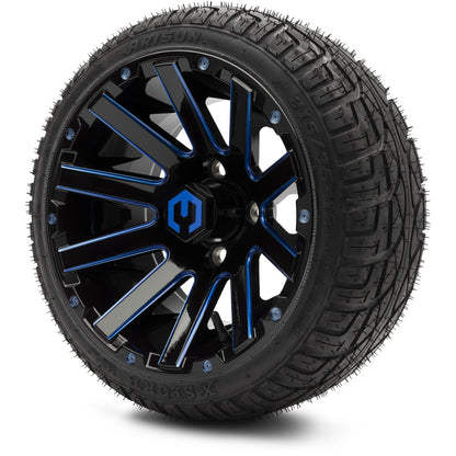 MODZ® 12" Mauler Glossy Black and Blue with Ball Mill Wheels & Street Tires Combo