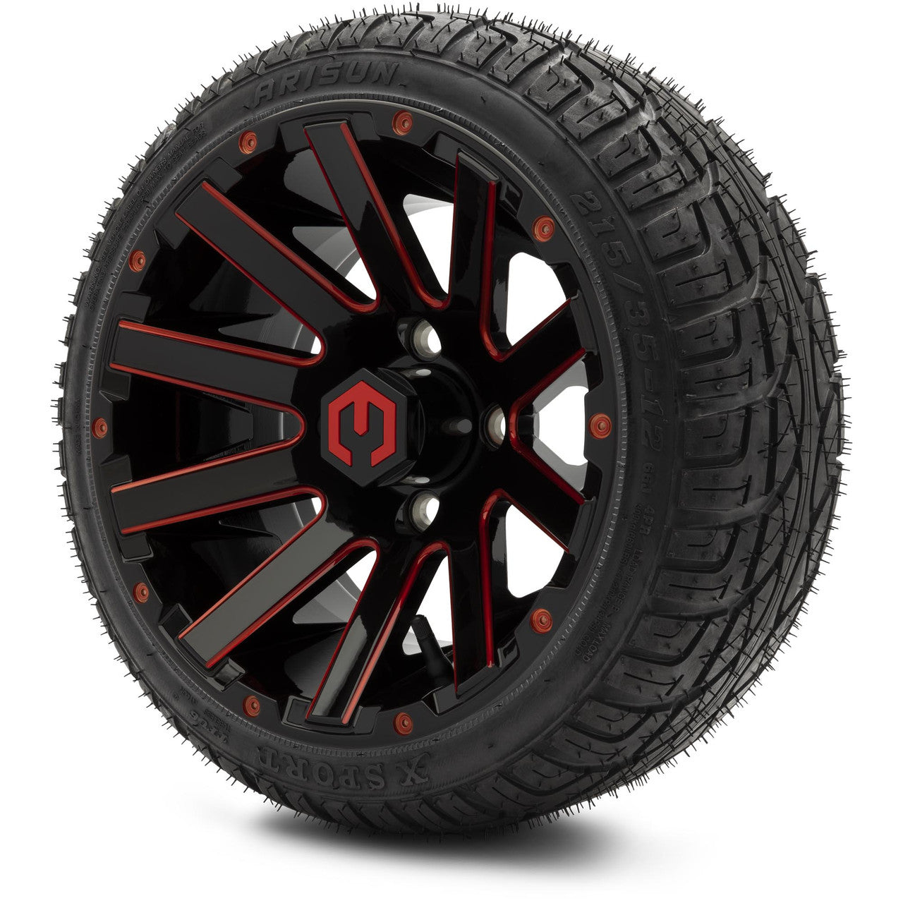 MODZ® 12" Mauler Glossy Black and Red with Ball Mill Wheels & Street Tires Combo