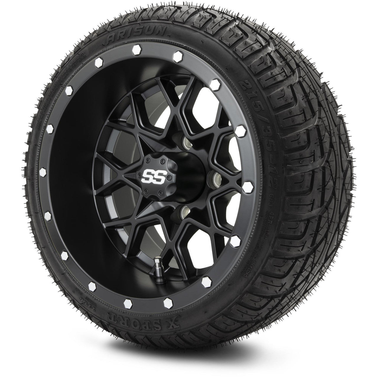MODZ® 12" Vortex Matte Black Wheels & Street Tires Combo