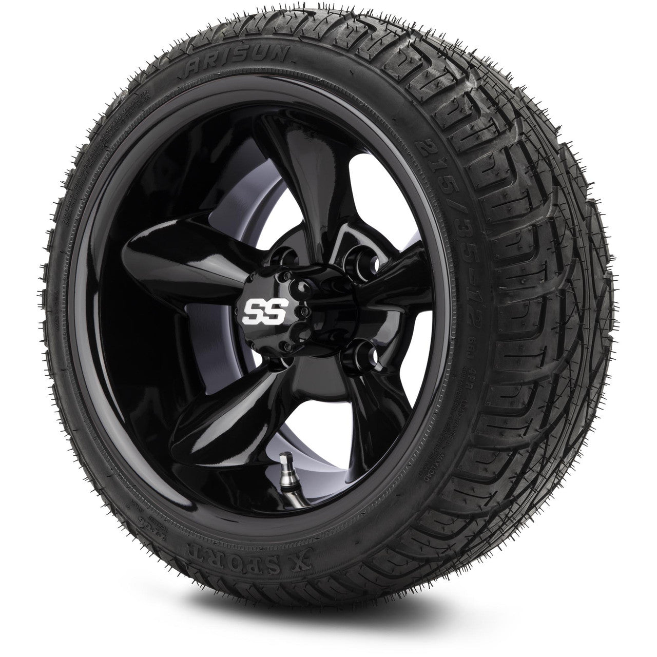 MODZ® 12" Godfather Glossy Black Wheels & Street Tires Combo
