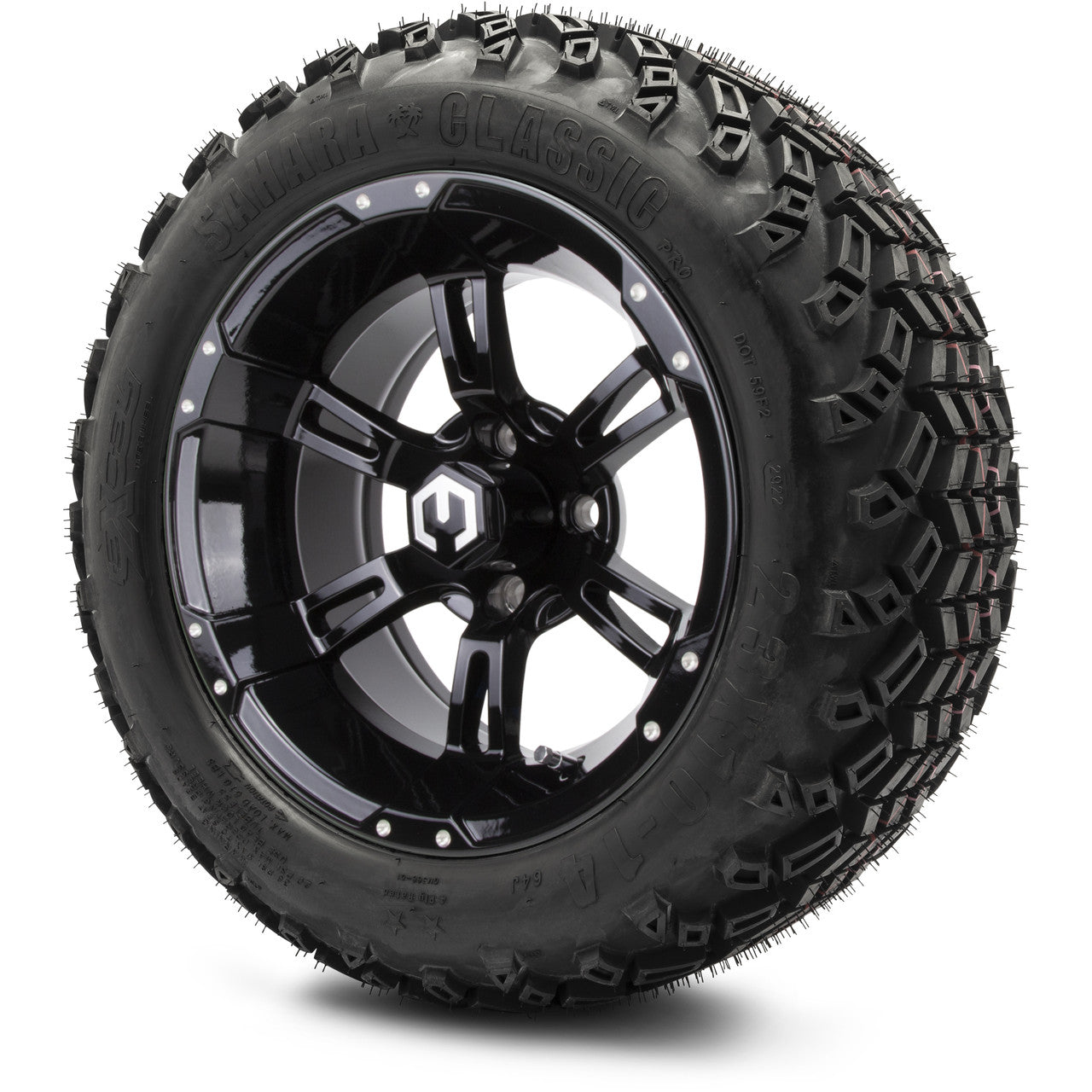 MODZ® 14" Ambush Glossy Black Wheels & Off-Road Tires Combo