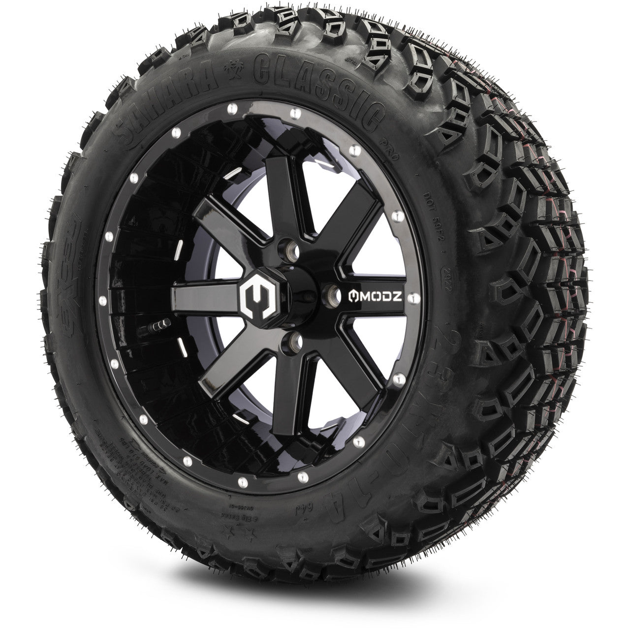 MODZ® 14" Assault Glossy Black with Ball Mill Wheels & Off-Road Tires Combo