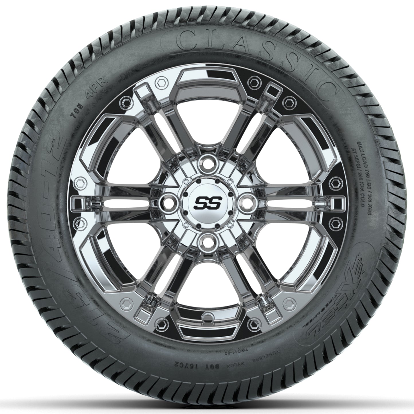 Set of (4) 12 in GTW Specter Wheels with 215/40-12 Excel Classic Street Tires