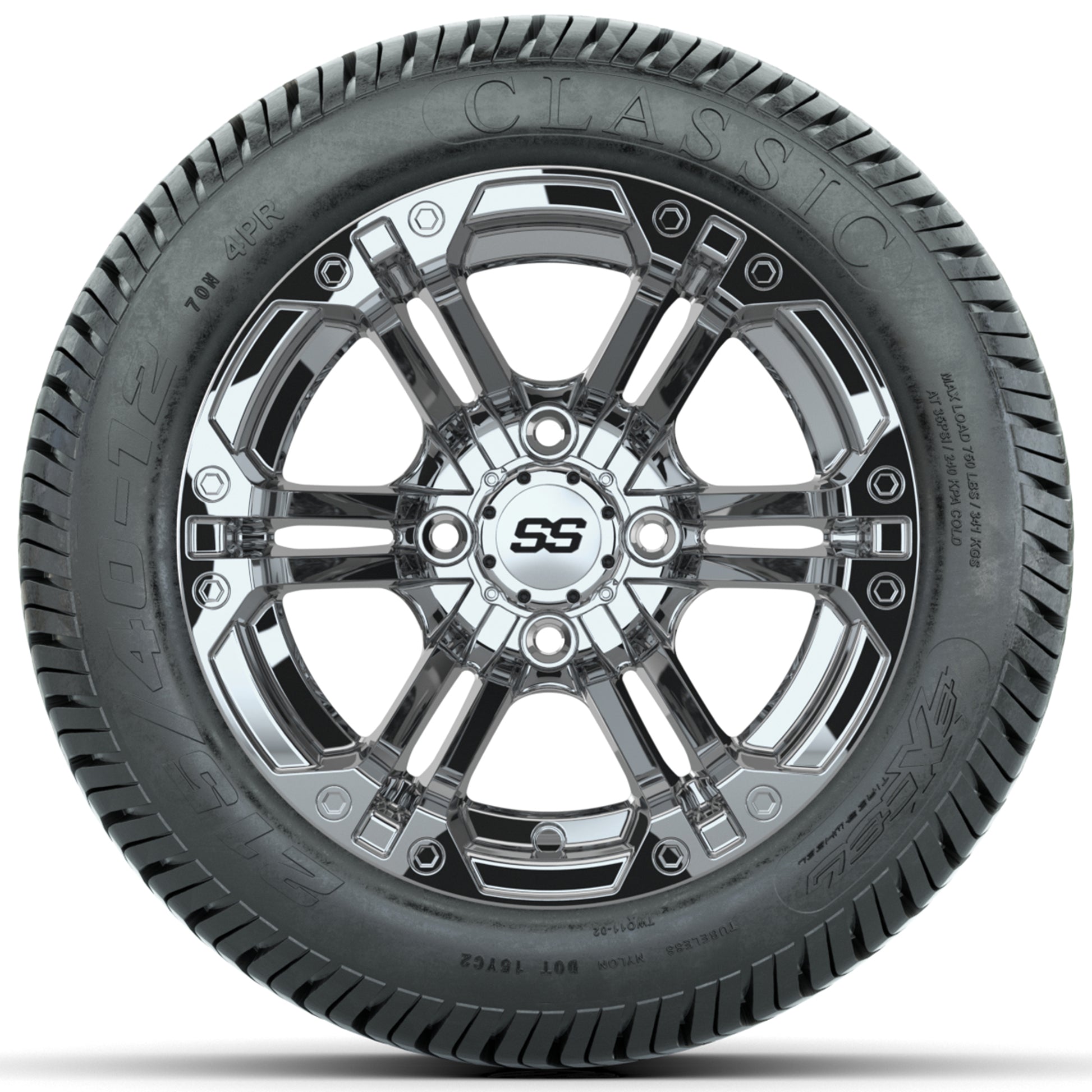 Set of (4) 12 in GTW Specter Wheels with 215/40-12 Excel Classic Street Tires