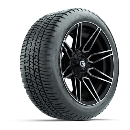 GTW® Stealth Gloss Black/Machined 14 in Wheels with 205/30-14 Fusion Street Tires – Full Set