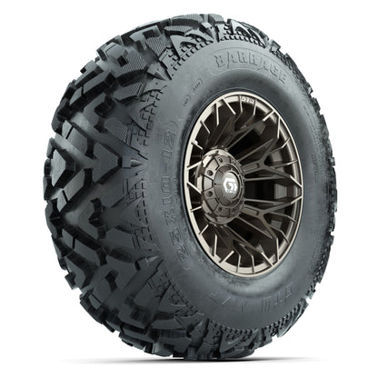 GTW® Stellar Matte Bronze 12 in Wheels with 25X10-12 Barrage Mud Tires – Full Set