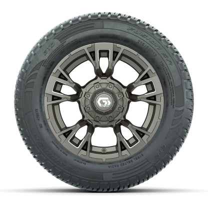 GTW® Vandal Satin Bronze/Machined 12 in Wheels with 215/50-R12 Fusion S/R Steel Belt Radial Tires – Full Set