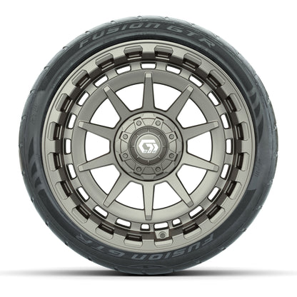 GTW® Barricade Satin Bronze 15 in Wheels with 215/40-R15 Fusion GTR Steel Belted Street Tires – Full Set