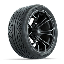 GTW® Spyder Matte Gray/Machined 14 in Wheels with 205/40-R14 Fusion GTR Steel Belt Radial Street Tires – Full Set