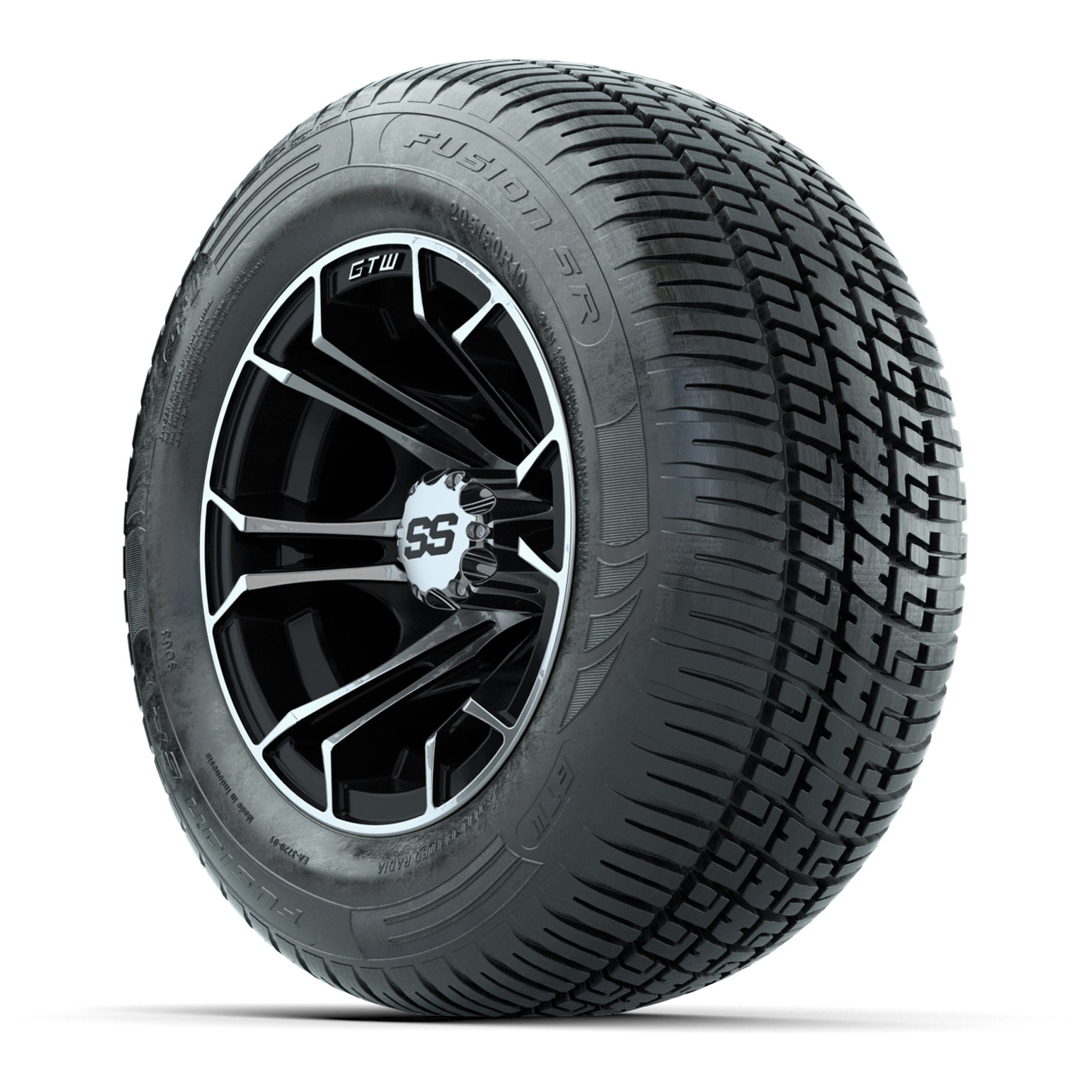 GTW Spyder Machined/Black 10 in Wheels with 205/50-10 Fusion SR Steel Belted Radial Tires – Full Set
