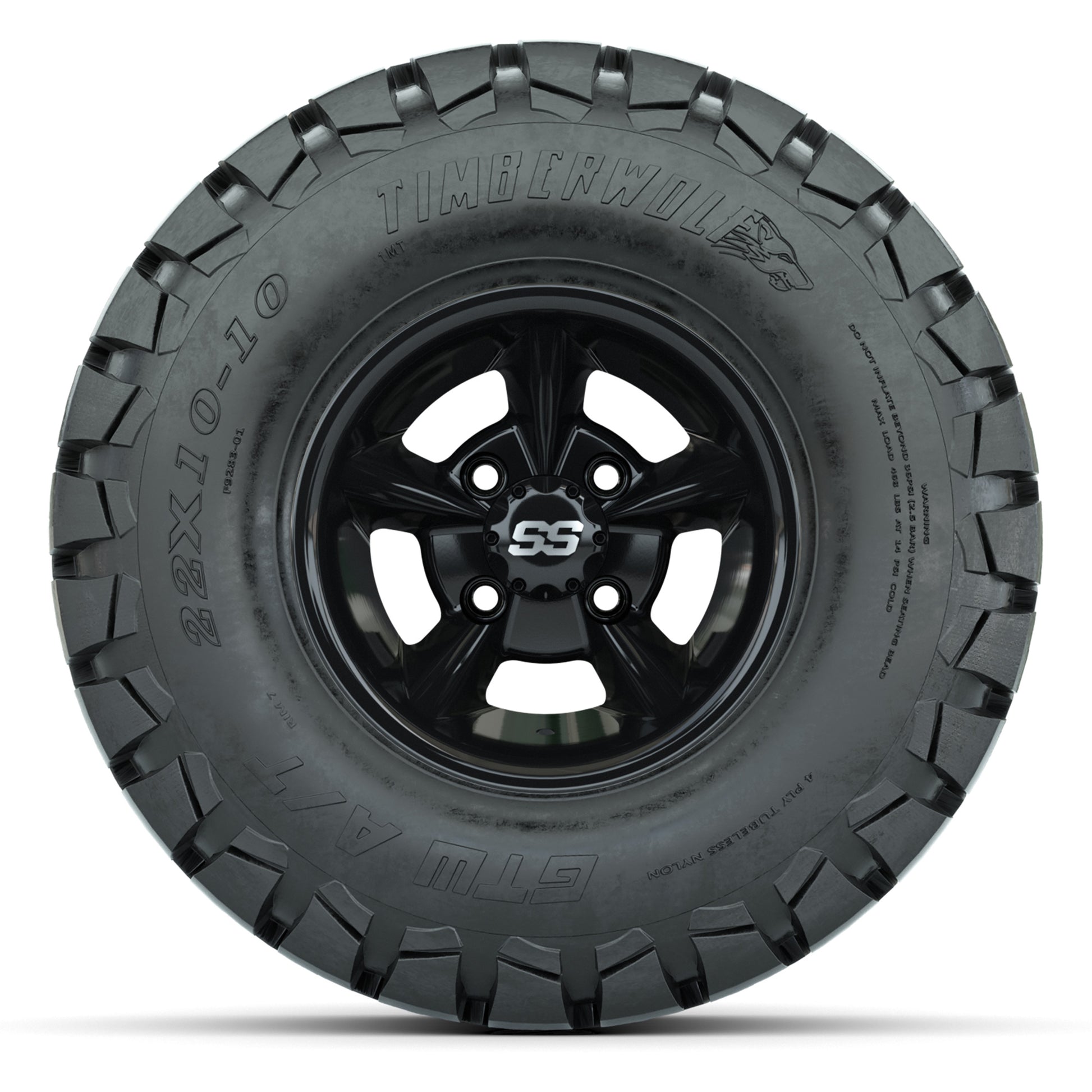 GTW Godfather Black 10 in Wheels with 22x10-10 Timberwolf All-Terrain Tires – Full Set
