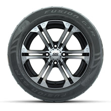 GTW® Specter Black/Machined 14 in Wheels with 255/45-R14 Fusion GTR Steel Belt Radial Street Tires – Full Set