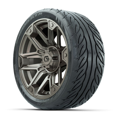 GTW® Graffiti Satin Bronze 14 in Wheels with 205/40-R14 Fusion GTR Steel Belted Street Tires – Full Set