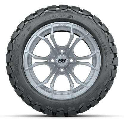 GTW Spyder Silver Brush 14 in Wheels with 22X10-14 Timberwolf All-Terrain Tires – Full Set