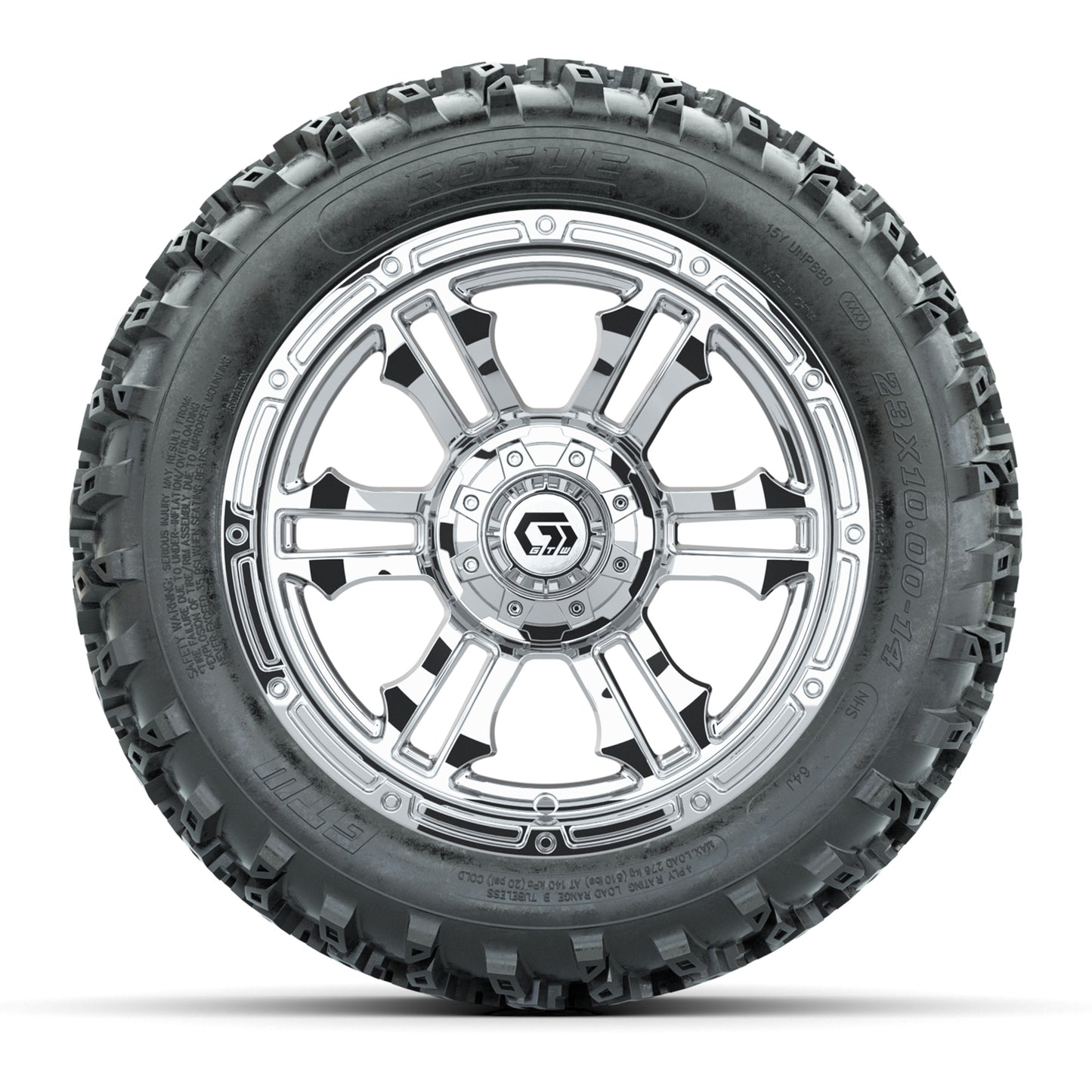 GTW® Shogun Chrome 14 in Wheels with 23X10-14 Rogue All-Terrain Tires - Full Set