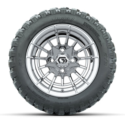GTW® Boost Chrome 12 in Wheels with 22X11-R12 Nomad Steel Belt Radial All-Terrain Tires - Full Set