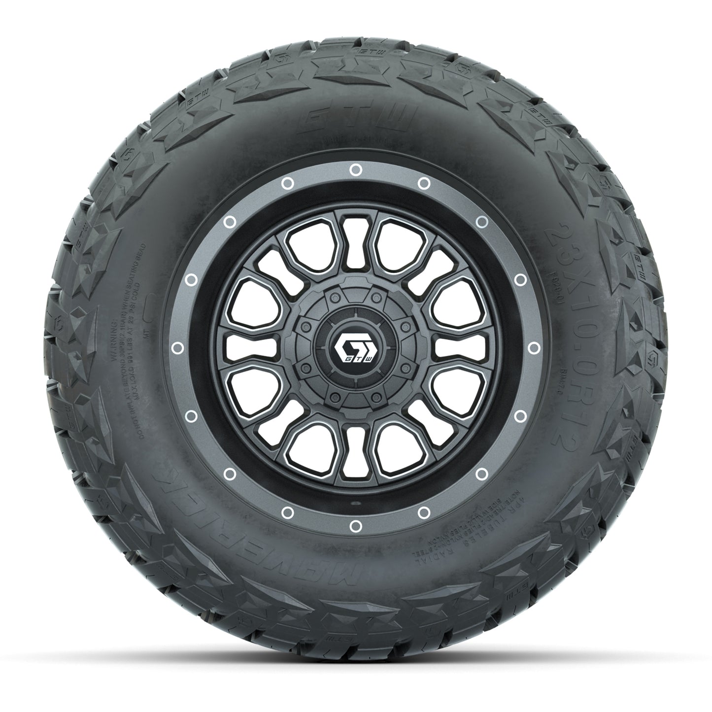 GTW® Volt Gunmetal 12 in Wheels with 23x10-R12 Maverick All-Terrain Tires – Full Set