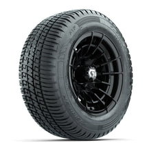 GTW® Boost Gloss Black 12 in Wheels with 215/50-R12 Fusion S/R Steel Belt Radial Tires – Full Set