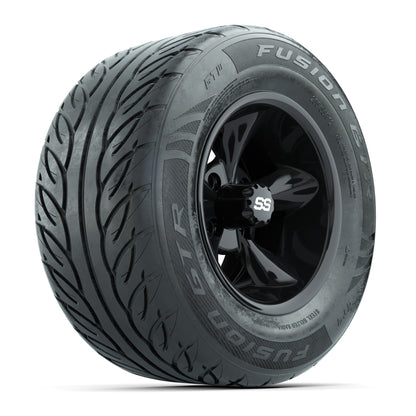 GTW® Godfather Black 12 in Wheels with 255/55-R12 Fusion GTR Steel Belt Radial Street Tires – Full Set