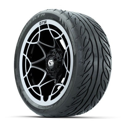 GTW® Nexus Gloss Black/Silver 14 in Wheels with 205/40-R14 Fusion GTR Steel Belted Street Tires – Full Set