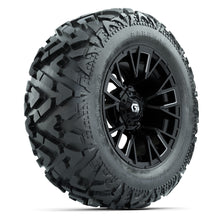 GTW Vandal Matte Black/Machined 14 in Wheels with 25x10-14 Barrage Mud Tires – Full Set